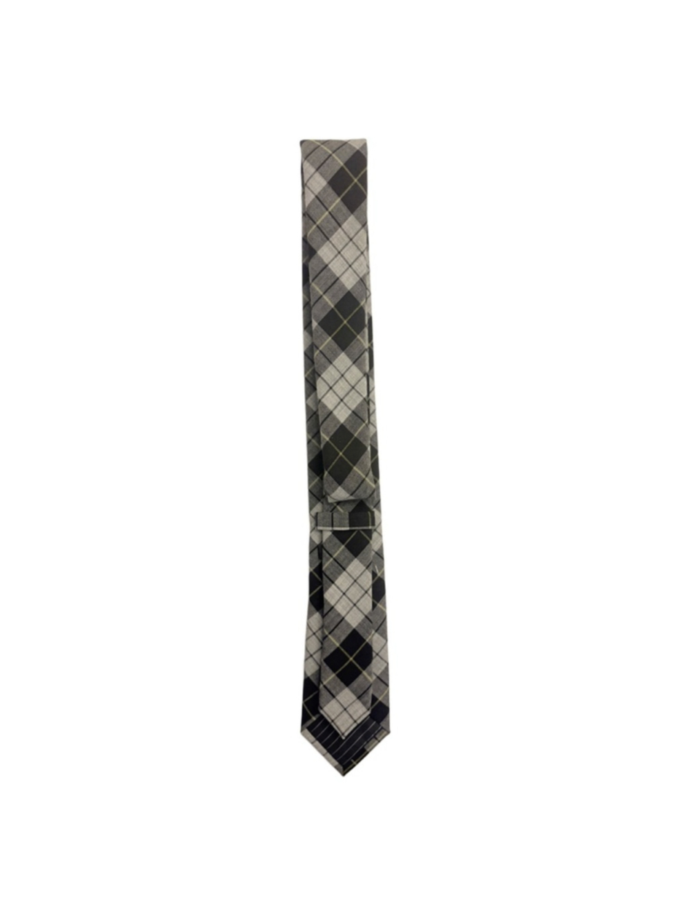 Express Plaid Tie in Gray, Black and Yellow Accent - Picture 4 of 5